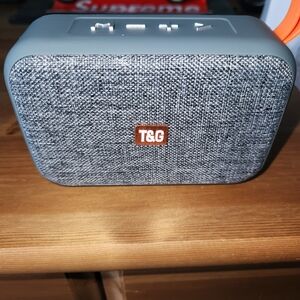 T&G Portable Bluetooth Speaker in Gray Fabric with Orange Accent